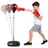HOMCOM Set Punching Ball da Terra per Adolescenti con Guantoni e Pompa, Pungiball Boxe con Altezza Regolabile su 4 Livelli da 125-145 cm, Nero e Rosso