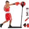 KOMFOTTEU Set di Borse da Boxe Regolabile in Altezza 85-130 cm, Sacco con Pedale, Guanti e Pompa, Set per Bambini di Età Superiore ai 3 Anni e Ragazzi