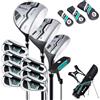 COSTWAY Set Completo di Mazze da Golf per Uomo, Include Driver 1 da 460CC, Fairway 3, Ibrido 5, Ferri 5, 6, 7, 8, 9, P e S, Putter e Borsa Portatile Leggera, Destrorso (Verde)