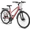Licorne Bike Bicicletta da trekking in alluminio, da 28 pollici, con cambio a 21 marce, per mountain bike, crossbike, bici da ragazzo, ragazza, uomo e donna (da uomo, nero)
