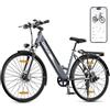 Qekud 26 Bici Elettrica da Trekking Bike E-City Bike con Batteria Li-Ion da 36v 12,5ah, Autonomia Fino a 100km in Modalità Ibrida, Motore da 250w, Omologata Eu