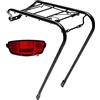 MADICKS Portapacchi Posteriore Nero per Bici 24" 26" 28" con Fanalino LED Posteriore - Supporto Cesta per Bicicletta City Bike Olanda Passeggio Epoca Retro - Struttura Robusta in Acciaio