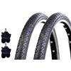 ECOVELO EBA26NSD 2 COPERTONI Nero Slick + 2 CAMERE per Bicicletta Bici City Bike Stradale 26 X 1.40 (37-559)
