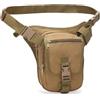 Gexgune Marsupio tattico da uomo - Borsa da gamba mimetica militare con fondina per pistola | Marsupio impermeabile per escursionismo, caccia, ciclismo (Khaki)