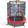 LIFEZEAL Trampolino Elastico per Bambini, per Interno, Esterno, Giardino, con Rete di Sicurezza, Tappeto Protettivo, Telaio in Acciaio, Salta, Jump, Regalo, Max 135kg (verde, Ø165x165cm)