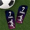 Wanapix | Parastinchi da Calcio Personalizzati per Bambini | Con Foto, Nome e Numero | Protezione Completa | Giallo e blu - Taglia M