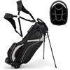LIFEZEAL Borsa Porta Mazze da Golf da 9 Pollici, 28 x 21 x 89,5 cm | Sacche con Cavalletto, Supporto con 8 Scomparti e 3 Tubi in Fibra, Leggera e Durevole 2,3 kg per Golfisti di Ogni Livello