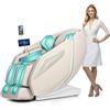 HealthRelife Poltrona massaggiante per tutto il corpo con mani robotiche Bodyscan 4D Smart Shiatsu, cuscino massaggiante con funzione vocale, riscaldamento della schiena (beige)