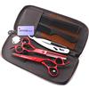JIESENYU - Forbici professionali da parrucchiere, 15,2 cm, in acciaio 440C, colore: Rosso
