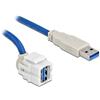 DeLOCK Keystone Modulo USB 3.0 A femmina 250° > USB 3.0 A maschio con cavo bianco