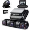 PRUVEEO Dash Cam, 4 Canali Fotocamera FHD 1080Px4, Anteriore, Sinistra, Destra e Posteriore, Interno Anteriore e Posteriore, GPS WiFi integrato, 256 GB Max, Scheda 128GB Gratuita, D90-4CH, D90-4CH