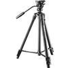 Walimex pro Treppiede video con supporto per smartphone e borsa I Avanzato 173cm, leggero e stabile I Panhead a 2 vie con funzione panoramica a 360° e pan lock I per fotocamere DSLR,