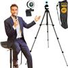 TronicXL Autofocus Webcam con lampada ad anello + treppiede da 113 cm Full HD 1920 x 1080p I 2 microfoni stereo cancellazione del rumore sfondo I per computer PC laptop per Xbox