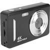 Sxhlseller Camera Digitale 4K per Fotografia, Videocamera Video AutoFocus 16x Zoom con Schermo da 2,4 Pollici, Fotocamera da Viaggio Anti -Shake da 64 MP per Selfie Vlog (BLACK)