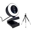 TIEOAXFT Webcam USB 4K/1080P con luce ad anello automatica, copertura for la privacy, treppiede di tipo C for riunioni in streaming zoom su PC(Q10-2K Webcam)