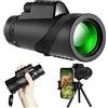 LeGDOr Telescopio monoculare ad alta potenza, 12 x 50, per adulti, telescopio portatile con supporto per smartphone e treppiede regolabile, per bird watching, caccia, campeggio, viaggi, fauna selvatica