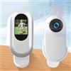 AMRTTWY Action Camera, Action camera portatile versatile da montare ovunque for viaggi, animali domestici, passeggiate, sport, mini telecamera wireless con scatola for il trasporto,per Ciclismo, Moto(White)