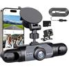VNDGEOUH Sistema Dashcam for Auto con Visualizzazione Completa, Registratore di Guida con Monitoraggio a Quattro Record, Telecamera HD 1080P 360 for Auto, Monitor di Parcheggio, Video 360 a 4 Canali(32G)