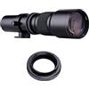 Andoer 500 mm F / 8.0-32 Super teleobiettivo manuale Zoom + T-Mount su EF-Mount Kit adattatore per Canon EOS Rebel T3 T3i T4i T5 T5i T6 T6i T6s T7 T7i SL1 SL2 6D 7D 60D 70D 77D 80D 5D II/III/IV