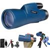 Gosky Piper - Telescopio monoculare HD 12 x 55 per adulti, con prisma BAK4 e obiettivo FMC, leggero, con adattatore per smartphone, per bird watching e caccia (blu)