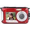 YFDGD Fotocamera Digitale Subacquea Da 10 Piedi Videocamera Fotografica Impermeabile IP68 Estiva 48MP 2.7K Telecamere D'azione Con Autoscatto A Doppio Schermo Scatta Nitida Fluida(64G TF Card,Red)