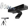HORION Webcam 4k per PC, inquadratura automatica, zoom digitale 10x, obiettivo grandangolare senza distorsione a 100°, video 4K UHD con doppio microfono AI con cancellazione del rumore, ePTZ, ideale