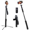 Mediawave Store - Bastone Selfie Treppiede per Smartphone con Telecomando Wireless, Mini Treppiedi, Supporto per Telefono, Selfie Stick Estensibile con Luce per Foto, Bastone Selfie Bluetooth