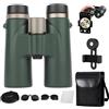 NNBWLMAEE Binoculars, Binoculars 12x42 Adults High Magnification Binocular, Waterproof & Portable, for Birdwatching, Traveling, Stargazing, Hunting, Wider View, Smart Focus (Dark Green)