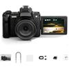 Akozon Fotocamera Digitale 4K con Zoom 28X, Videocamera per Vlog per Selfie, Schermo Ribaltabile