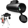 Generic Binocolo ad alta potenza, telescopio monoculare 40×60 Monocolo impermeabile monoculare Bak4 ad alta definizione con supporto smartphone e treppiede il campeggio birdwatching, portatile