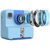YUEHISY Fotocamera a Stampa Istantanea per Bambini, Fotocamera Digitale Selfie Anteriore Posteriore 1080P con Schermo da 2,4 Pollici, Obiettivo Rotante a 180 Gradi, per età 3-14 (BLUE)