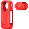 Generico Custodia protettiva per Insta360 X4 Aircon copriobiettivo - Copertura integrale antiurto e antigraffio Custodia protettiva per il corpo Copriobiettivo Kit protettivo per videocamera sportiva (Rosso)