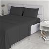 Italian Bed Linen Set Lenzuola Elegant, Lavorato in Italia - Completo Letto, Lenzuolo sotto con Angoli, Telo sopra 240x270cm e Federe con Patella Interna, Grigio Scuro, Matrimoniale