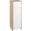 kleankin Mobile Bagno con Cassetto e Armadietto con Ripiano Regolabile Interno, Mobiletto Bagno in MDF, 32.6x30x90 cm, Bianco e color Legno