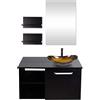 YU YUSING Set di mobili da bagno, mobiletto da bagno con lavandino, specchio, mobili da bagno con lavabo, armadietto a specchio, 2 mensole da parete, set rubinetto (oro moderno)
