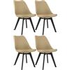 NMK HOME Set 4 Sedie Imbottite Similpelle Design Moderno Beige Scuro | Materiale: plastica, ideale per pranzi/riunioni, resistente, minimalista, facile da pulire