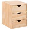 EffeDecor - Cassettiera in Legno di Pino Naturale con Cassetti Salvaspazio Organizer Porta oggetti Mobile Multiuso da Scrivania,Armadio,Cucina Varie Dimensioni (3 Cassetti)