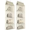Dearjana Porta Borse da Armadio, Traspiranti Organizzatore Borsa Armadio per Armadio Camera da Letto con Gancio, Risparmiare Spazio, 4 Tasche, Portaborsa Armadio, 2 Pezzi Beige