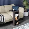 [en.casa] Tavolino Laterale da Divano Tavolino Basso a Forma di C Consolle a Rotelle e Scomparti con Barre Piano di Lavoro per Laptop 44 x 29 x 65 cm Nero
