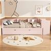 Moimhear Letto piatto 90 x 200 cm con letto allungabile, con scrivania, tre ripiani laterali (rosa)