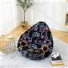 PEIHUODAN Poltrona Sacco Per Ragazzo Bambino Adulti - Senza Imbottitura, Stampa Controller Di Gioco, Gaming Bean Bag Chair, Pouf Morbido Sacco Per Soggiorno/Camera/Gaming (Néon,80x90cm)