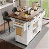 Gelukueub Isola della Cucina, Carrello da Portata Con Piano di Lavoro Estraibile, Su Ruote, Armadio Con Ante e Cassetti (Due Ante+Tre)