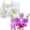 Mendler Paravento divisore Doppia Immagine separè Decorativo 5 Pannelli M69-180x200cm Orchidee