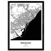 Nacnic Poster mappa di Barcellona - Spagna. Fogli città della Spagna con i mari e fiumi, in colore nero. formato A3