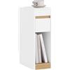 SoBuy Comodino camera da letto 20 cm - Comodino stretto con piano rimovibile e cassetto, tavolino salotto salvaspazio per camera da letto e soggiorno, bianco e naturale 20 x 35 x 60 cm - FBT163-WN