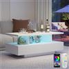 YU YUSING Tavolino Salotto Moderno con 2 Cassetti, Tavolino da Caffè con 2 Ripiani, Coffee Table, 60000 Colori di Luce Regolabili, Telecomando, Controllo tramite App, Modalità Musicali, Bianco