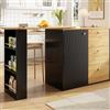 Gelukueub Tavolo da bar allungabile con spazio di archiviazione (138 - 204 × 39 × 104 cm), girevole a 360°, moderno tavolo da bar, tavolo da cucina, tavolo da bistro, credenza con ripiani (Black1)