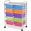 GIANTEX Carrelli Porta Oggetti, con 10+5 Cassetti Impilabili, 2 Ruote Bloccabili, Braccioli Metallici, Portabile e Pratico, per Ufficio, Studio, Cucina,Bagno, 5 Colori Disponibili, 62,5x37x87 cm