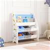 [en.casa] Scaffale per Cameretta con Contenitori Morbidi per Libri e 6 Cassetti Pieghevoli (AxLxP) 74 x 62 x 26,5 cm Mobile a Misura di Bimbi - Decorazione Koala - Blu/Bianco