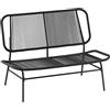 Outsunny Divano da Giardino 2 Posti in Rattan PE, Divanetto da Esterno Seduta e Schienale Intrecciati, Telaio in Acciaio, Divano da Esterno, per Terrazza e Cortile, Capacità 240 kg, Nero